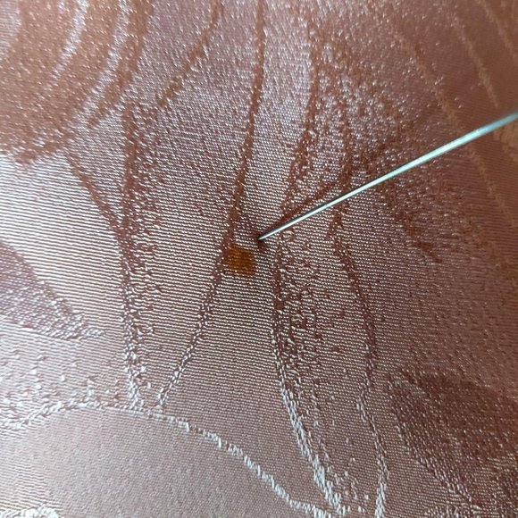 Vintage 1980s Shell Pink Tea Dress Floral Damask Ruffle Neckline Open Tie Back M - Picture 16 of 16